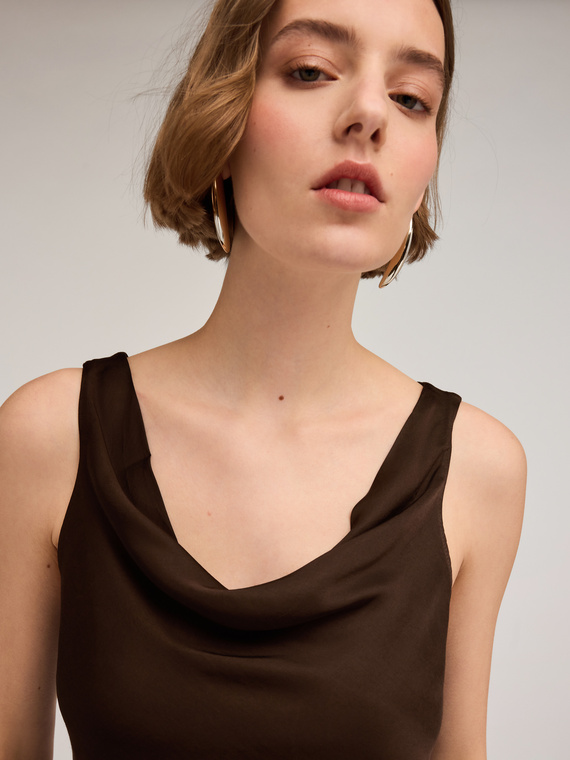 Satin top with cowl neck