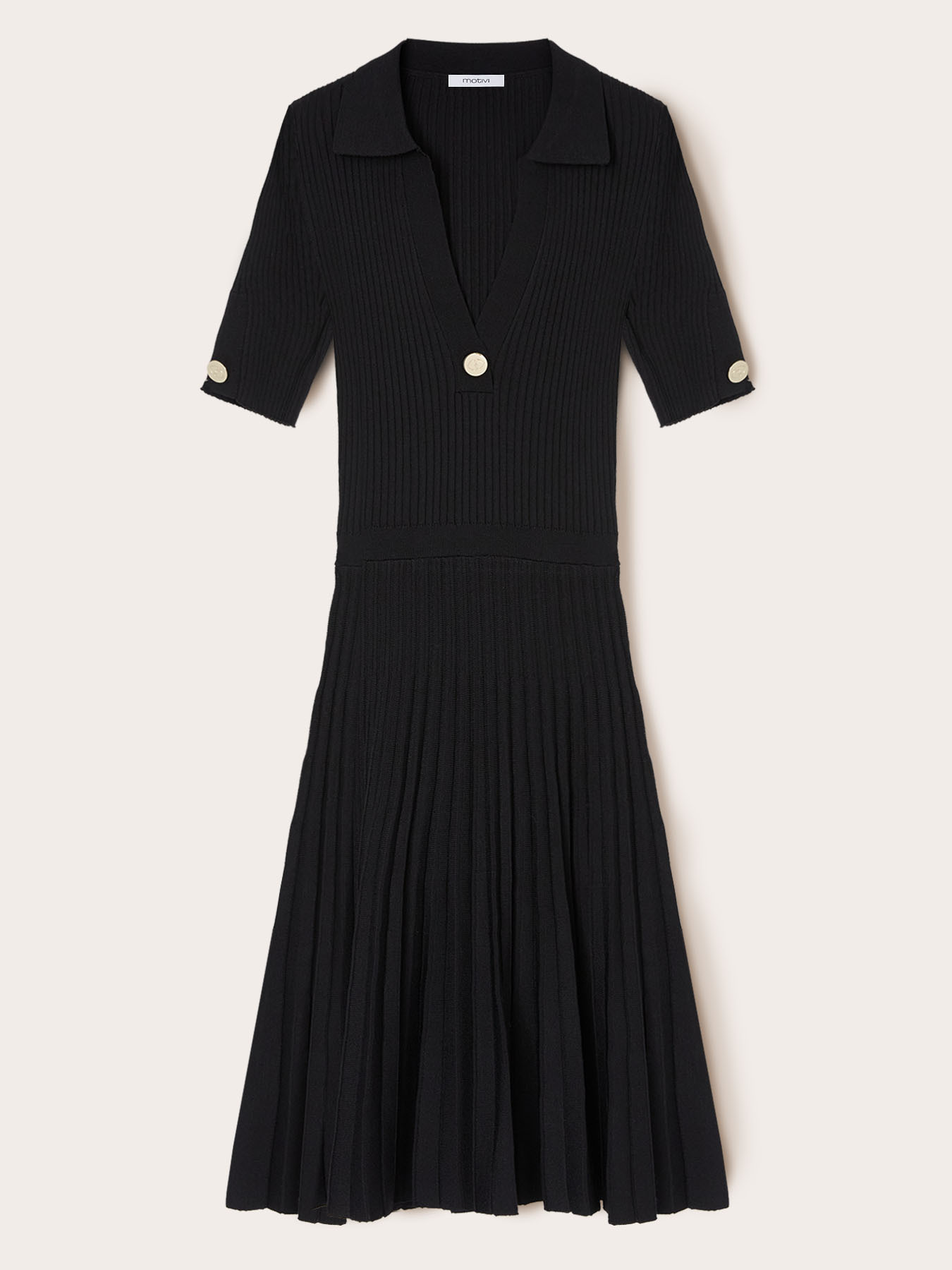 Ribbed knit dress with collar image number 4