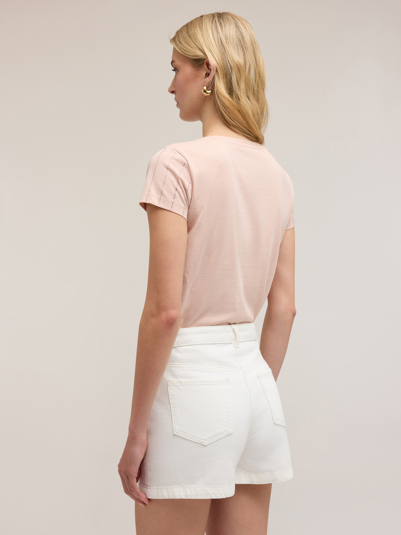 Camiseta de algod&oacute;n con rayas de pedrer&iacute;a image number 1