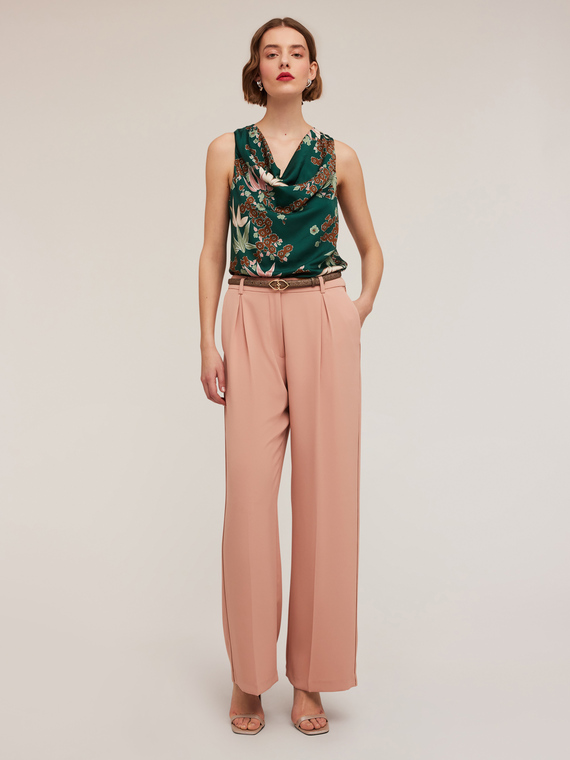 Palazzo-Hose Satin mit seitlichem Piping