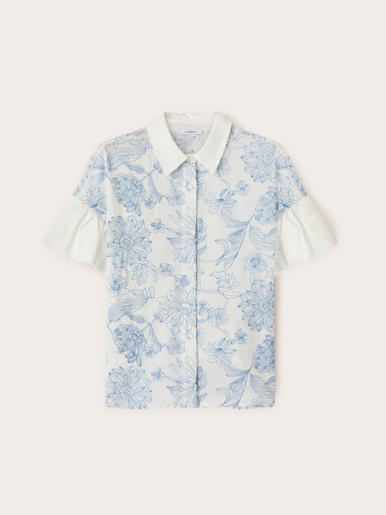 Camisa de algod&oacute;n con bordado floral image number 4