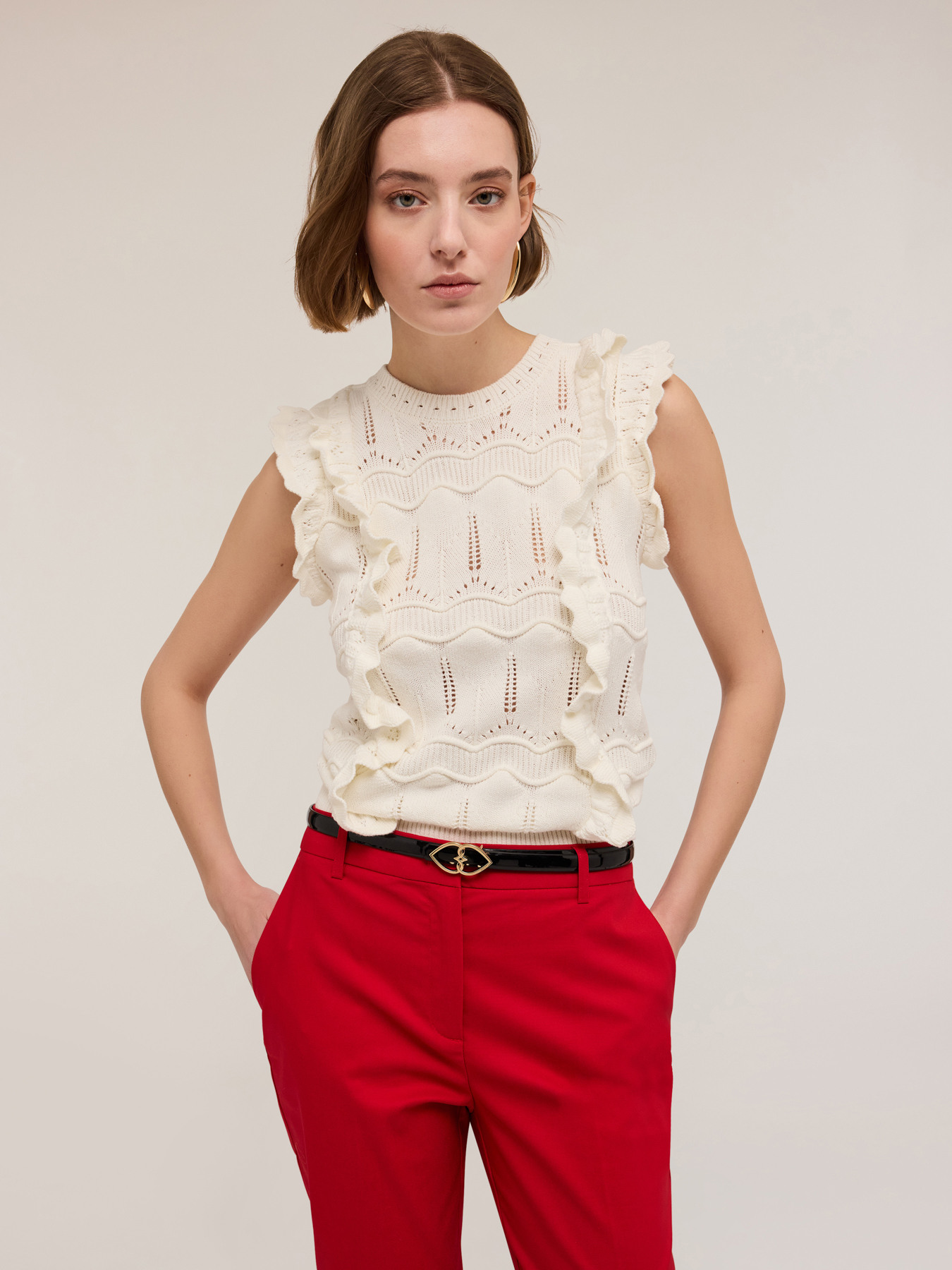 Top aus Strickstoff mit R&uuml;schen image number 2