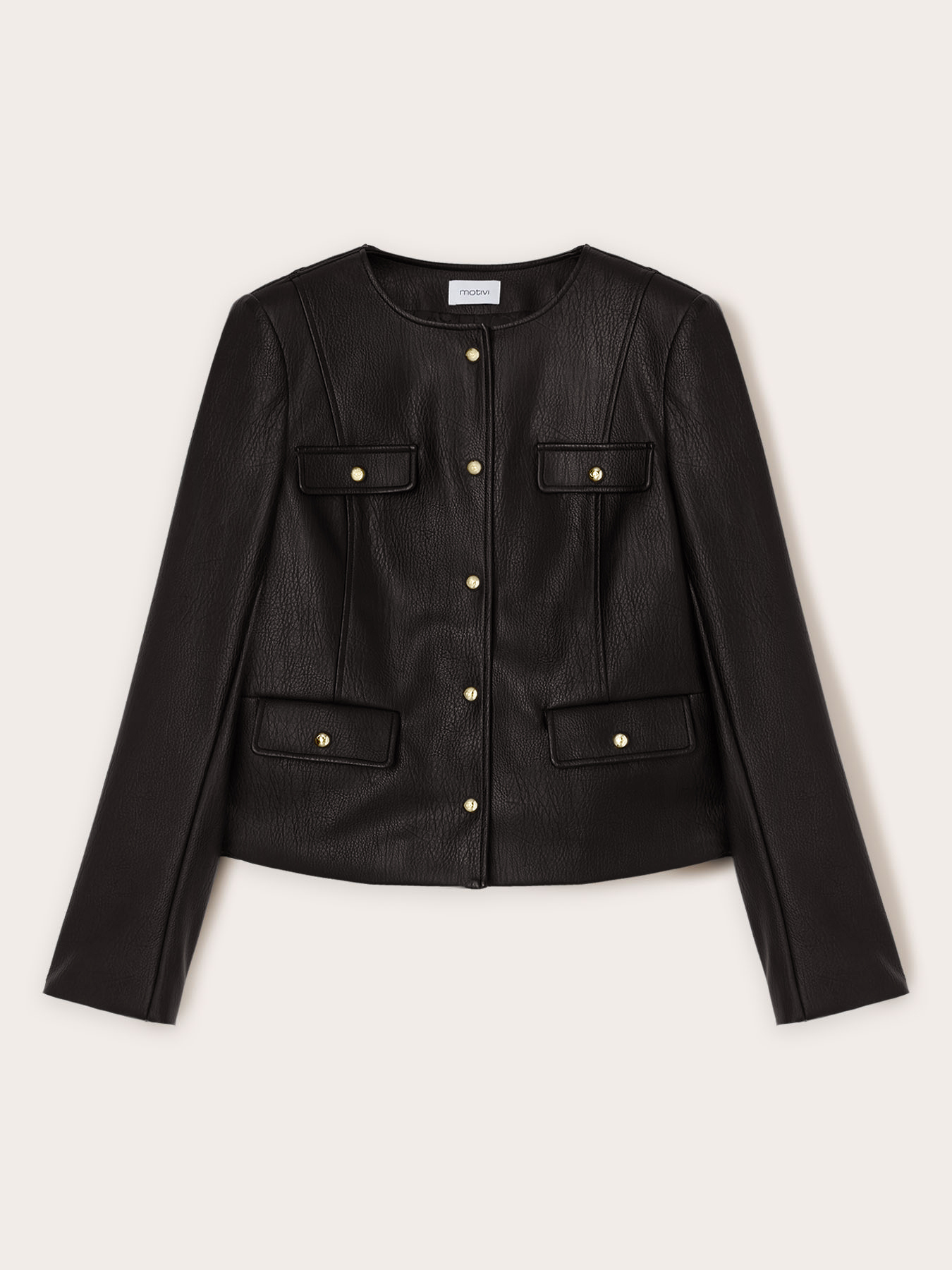 Giacca senza colletto in tessuto spalmato image number 4