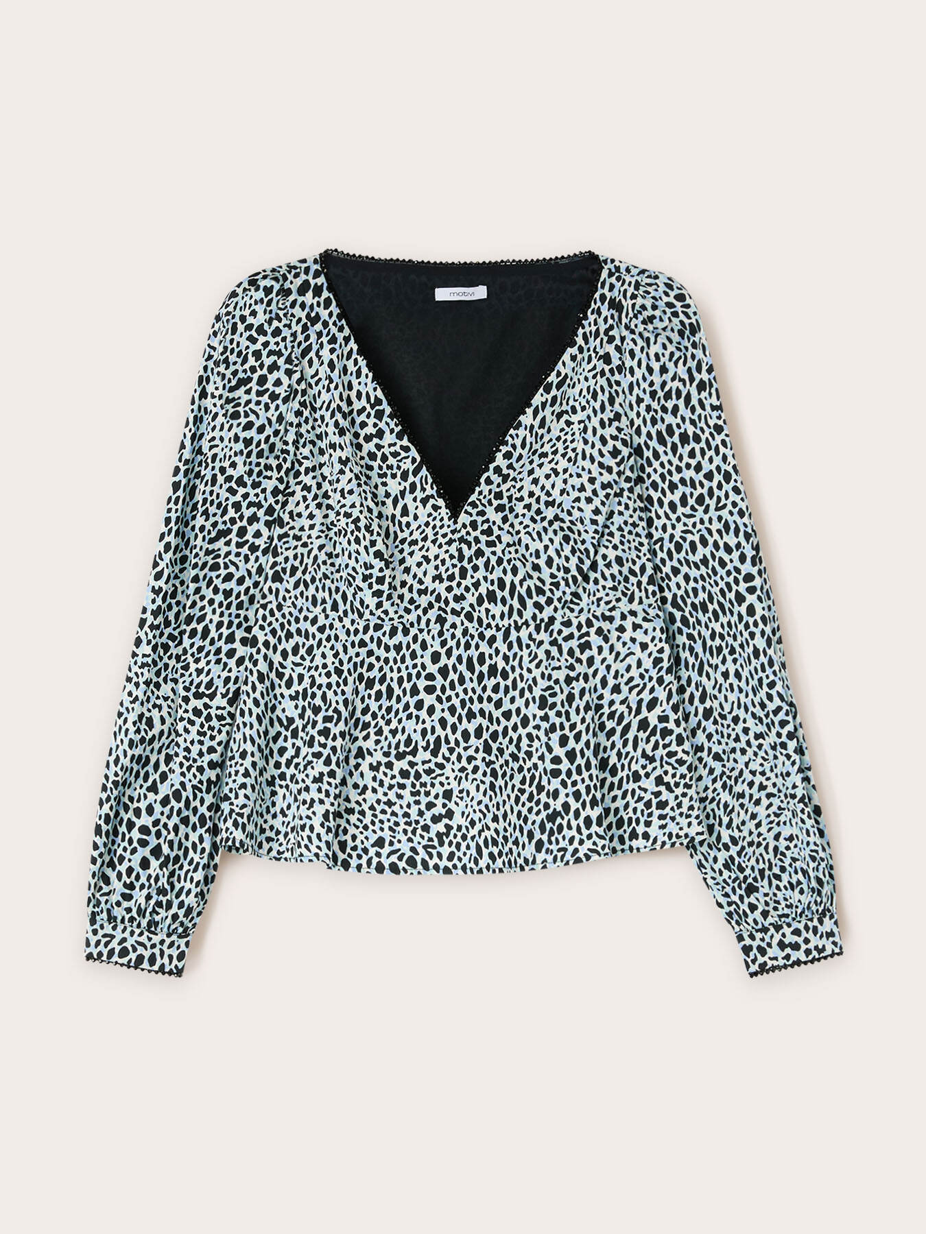 Top peplo maniche lunghe fantasia animalier image number 4