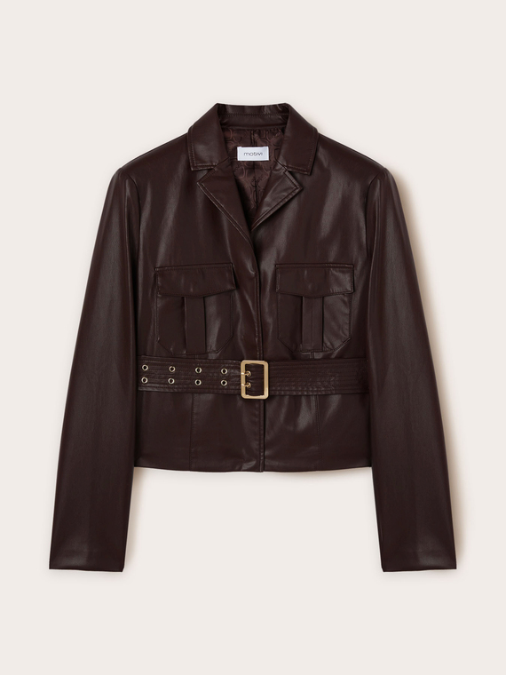 Giacca in tessuto spalmato con cintura