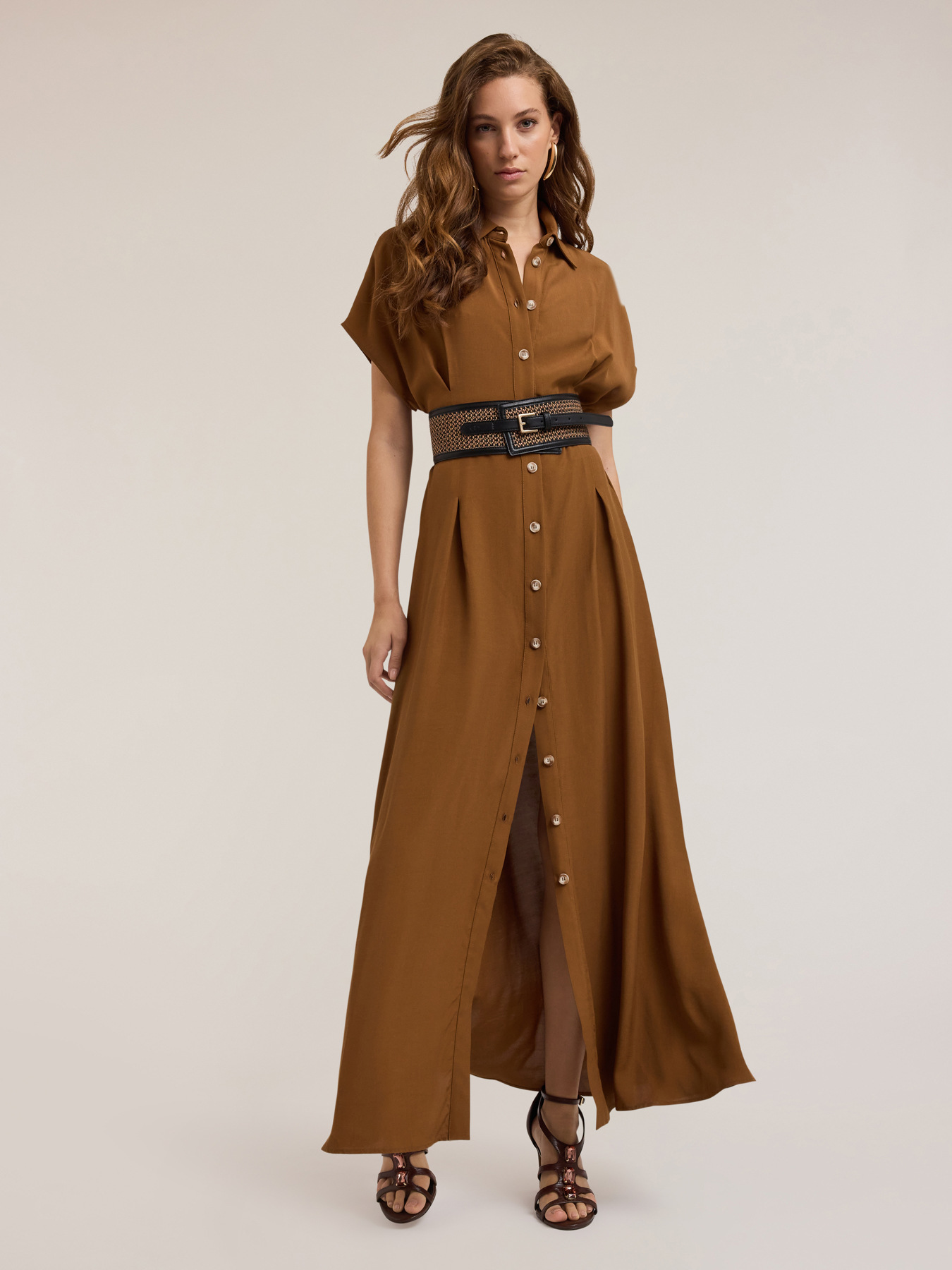 Langes Hemdblusenkleid aus Viskose image number 3