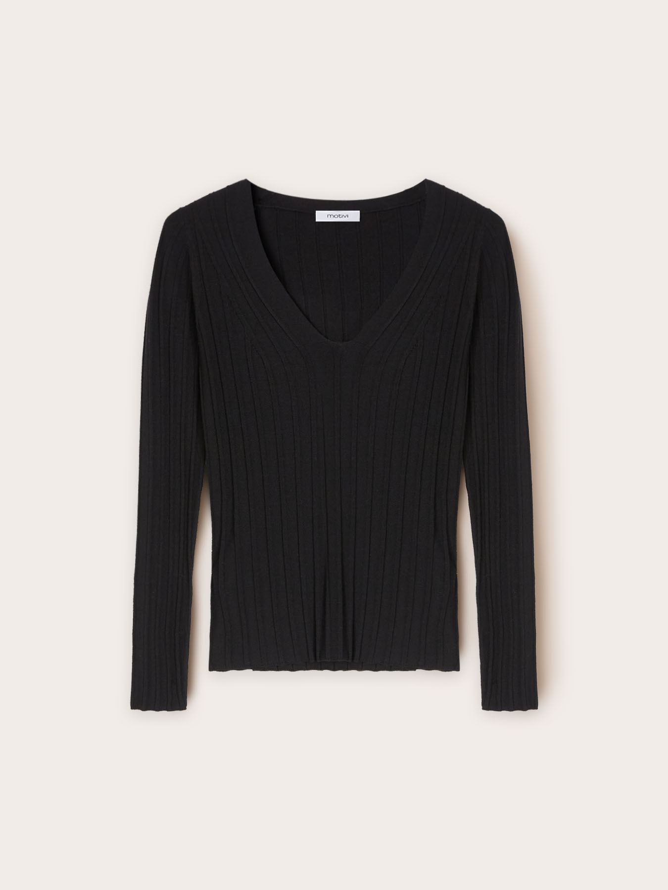 3D rib knit sweater with V-neck image number 4