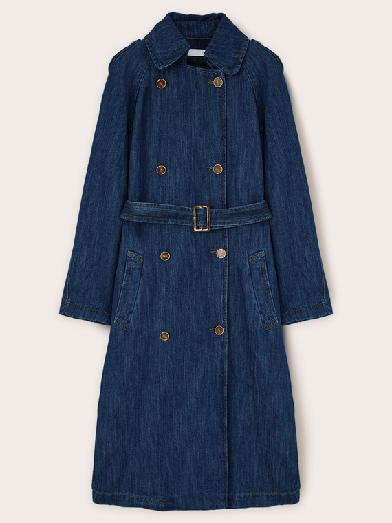 Trench in denim misto lino