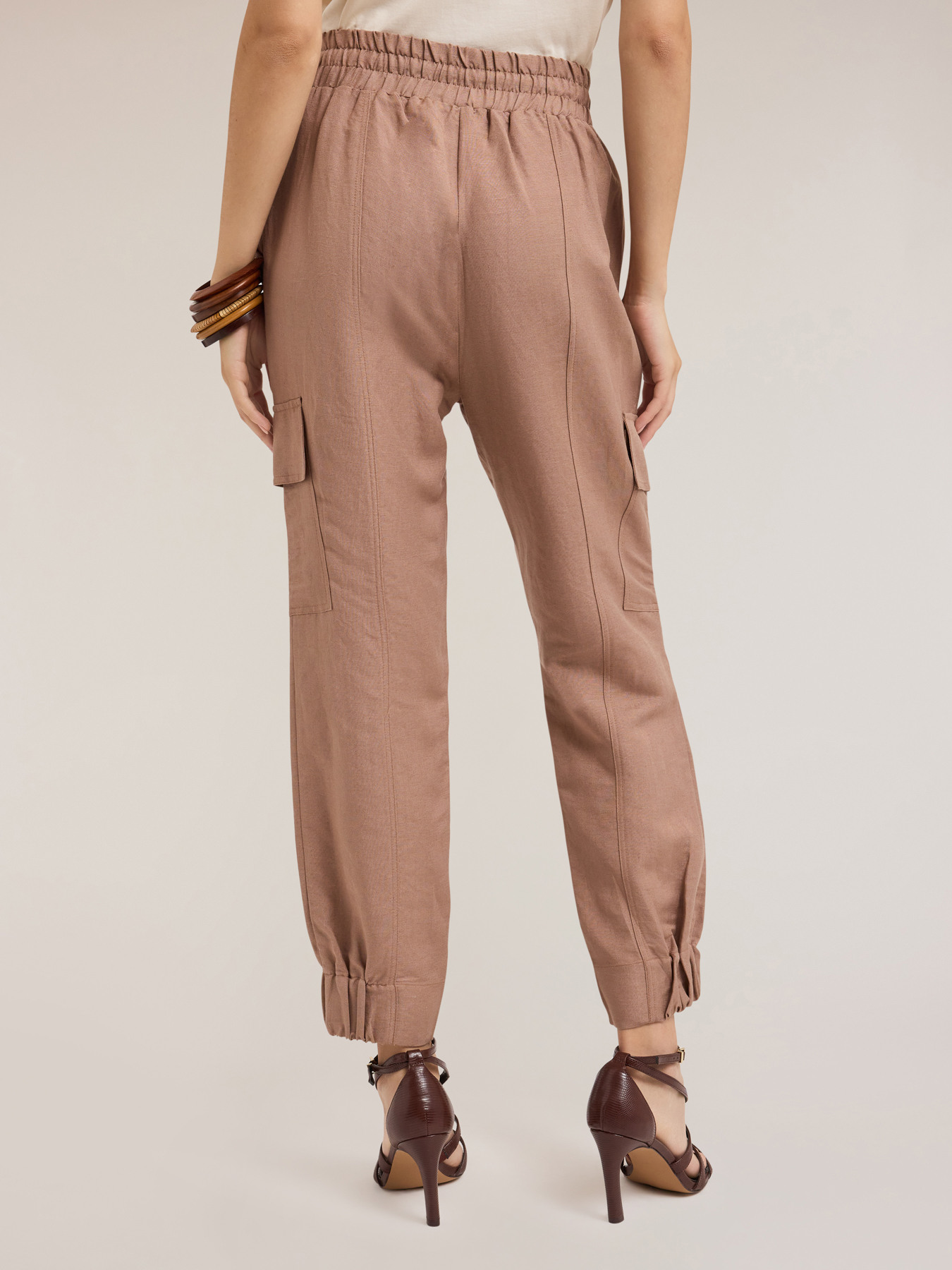 Linen-blend cargo joggers image number 1