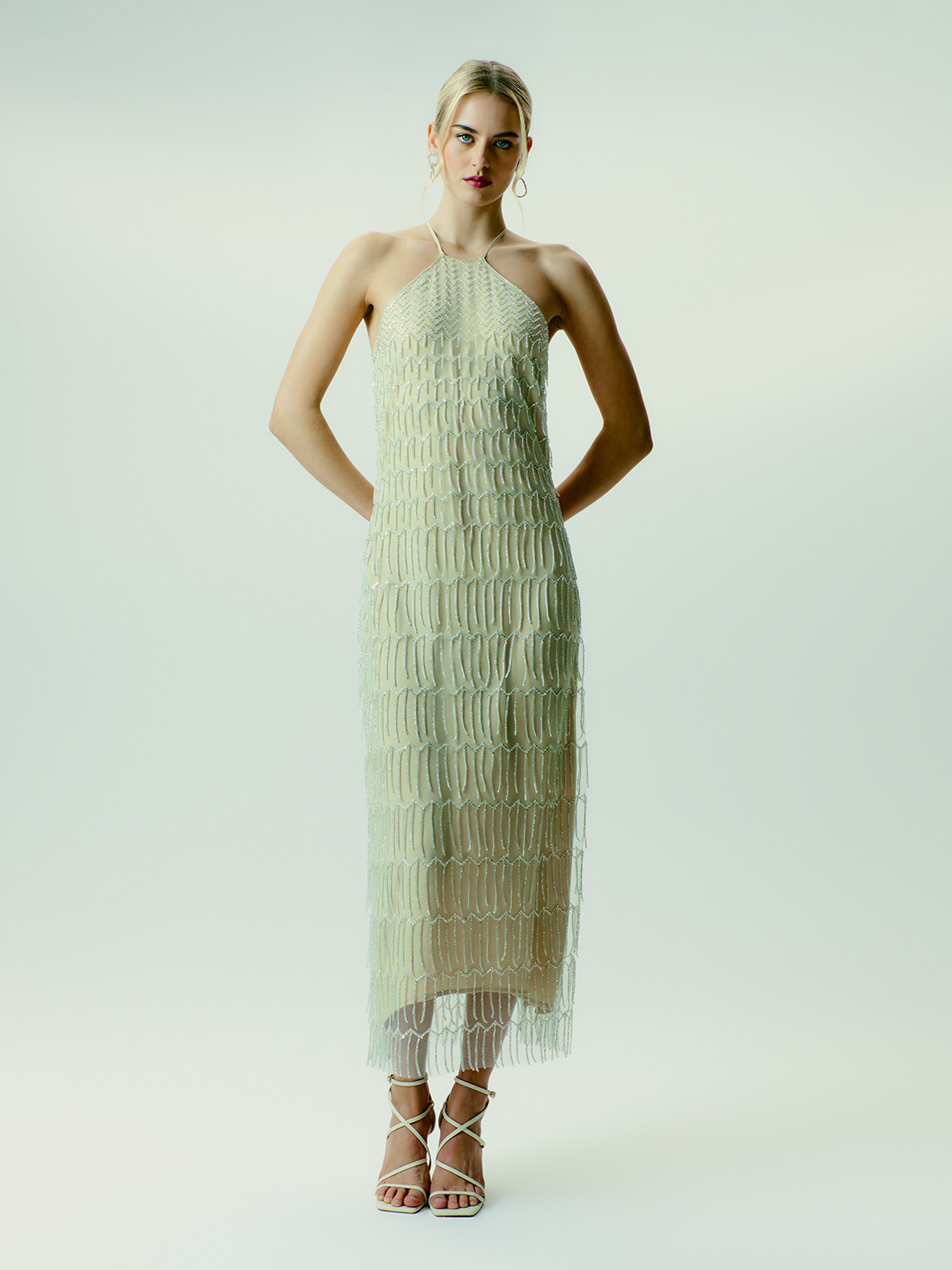 Vestido bordado con flecos image number 0