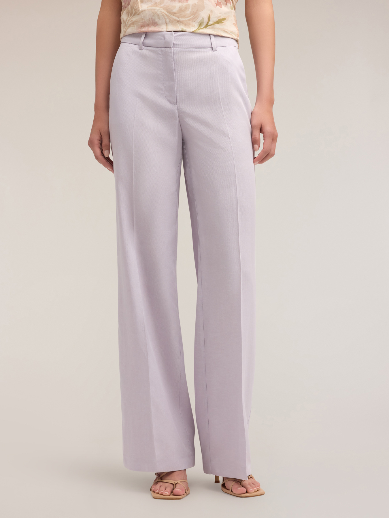 Pantalon large en lin m&eacute;lang&eacute; lyocell image number 2