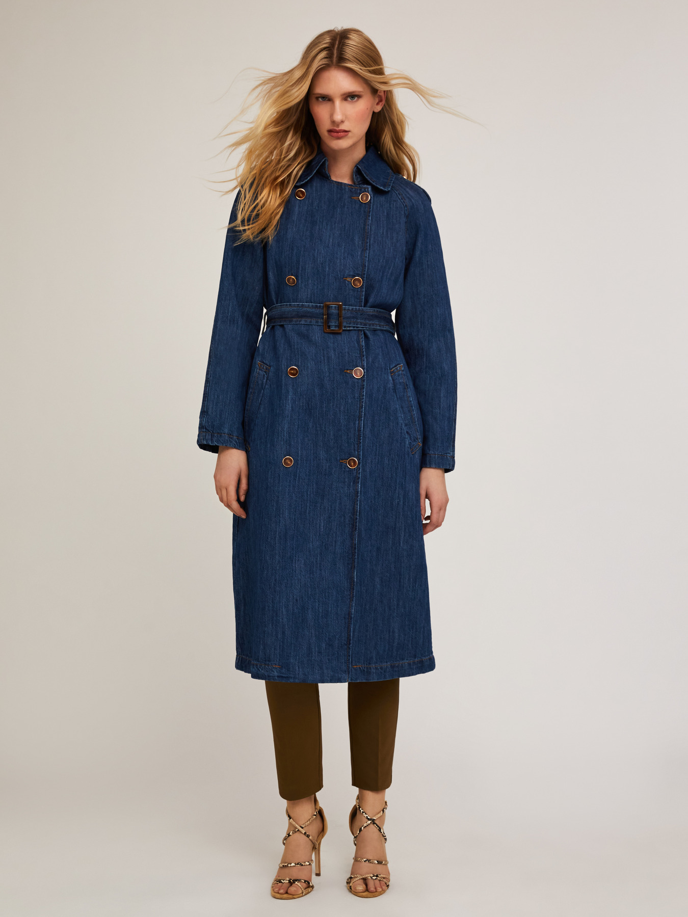Trenchcoat aus Denim mit Leinenmischung image number 0