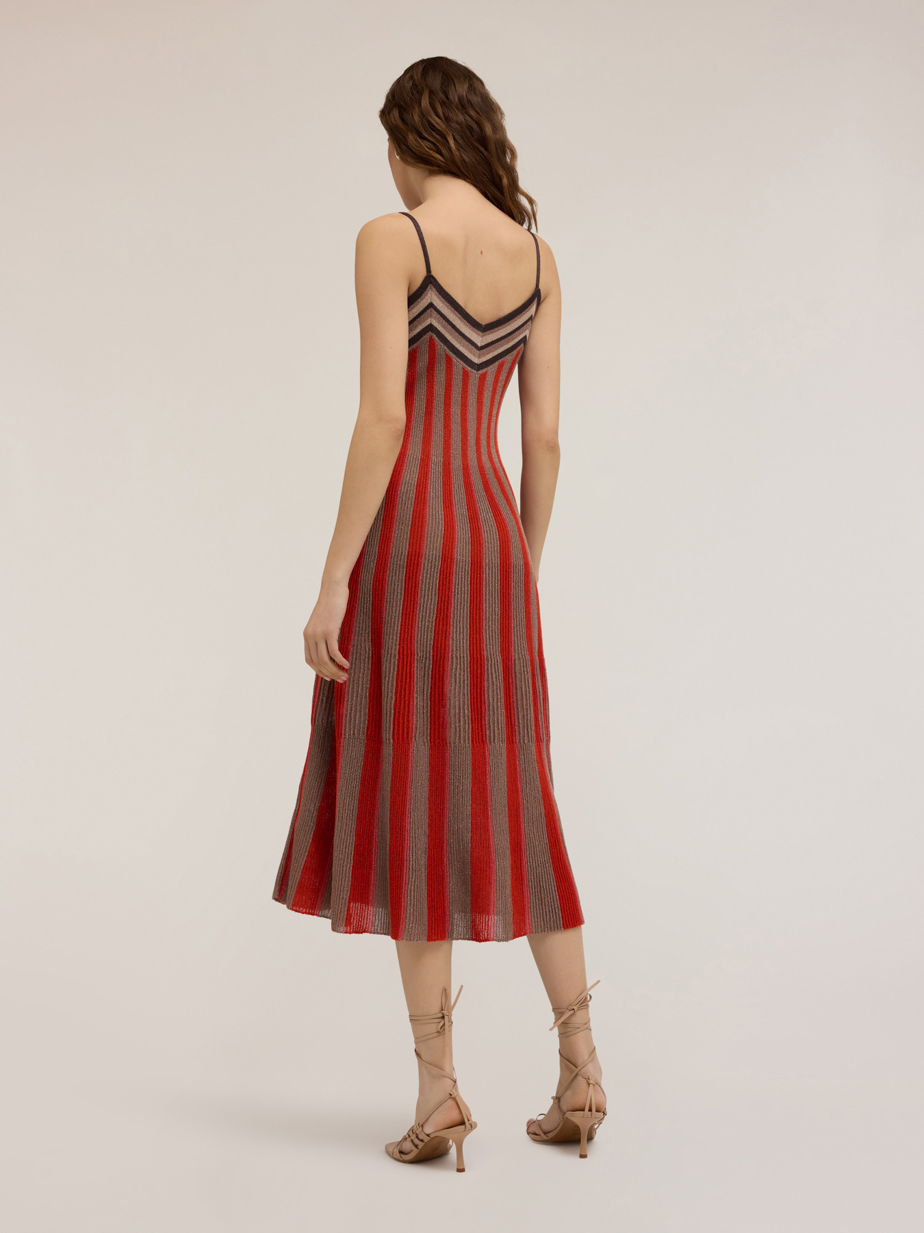 Striped lurex knit flared dress image number 1
