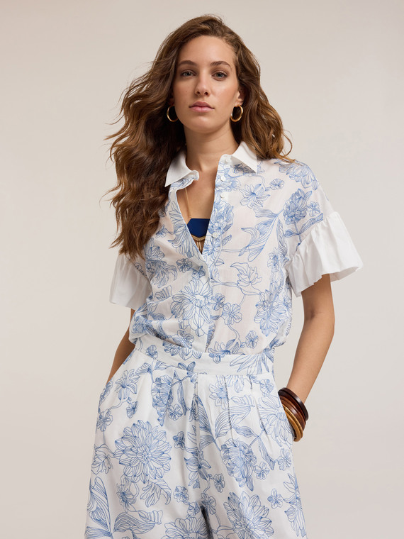 Camicia in cotone con ricamo floreale