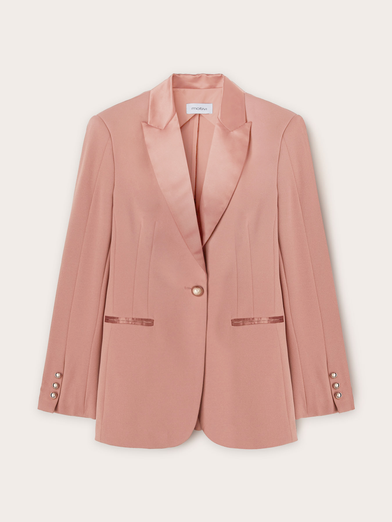 Jachetă la un singur r&acirc;nd de nasturi cu inserții din satin image number 4