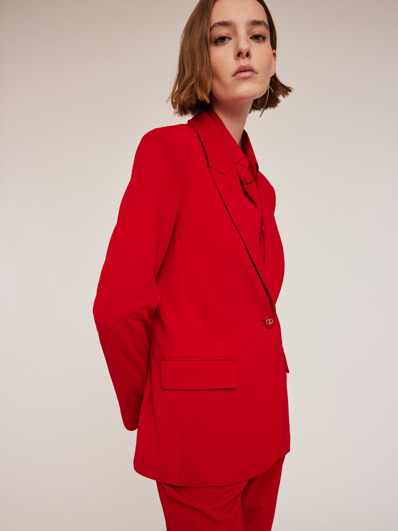 Single-breasted crepe fabric jacket image number 0