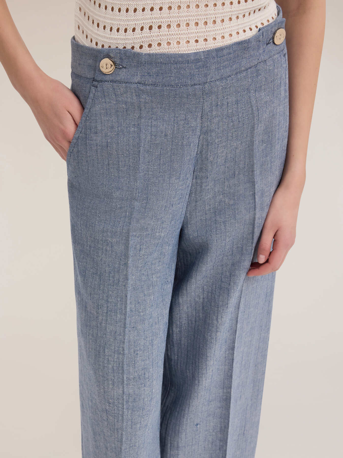 Pantaloni wide effetto denim image number 3