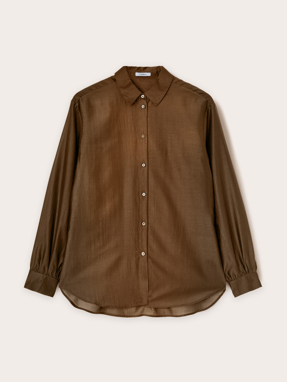 Camisa en mezcla de lyocell de color liso