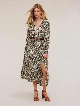 Robe mi-longue en viscose motif anneaux