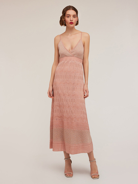 Robe longue en maille ouvrag&eacute;e lurex