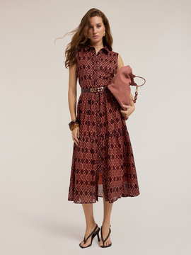 Robe chemisier &agrave; motif ethnique