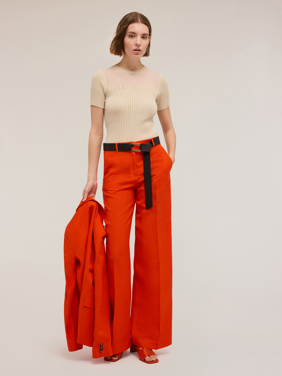 Maglia a coste lurex con lavorazione ad intarsio