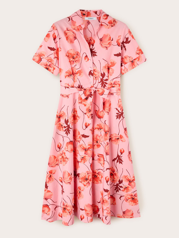 Floral pattern shirt dress