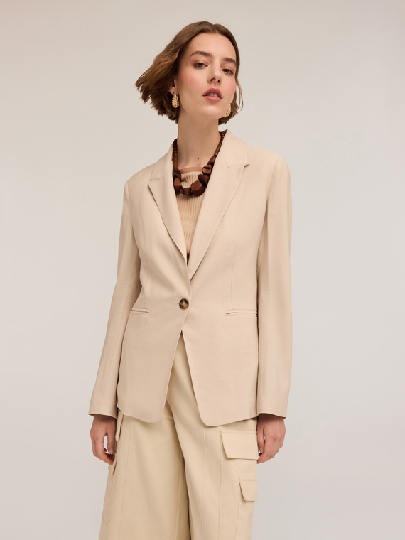 Veste une rang&eacute;e de boutons en m&eacute;lange viscose