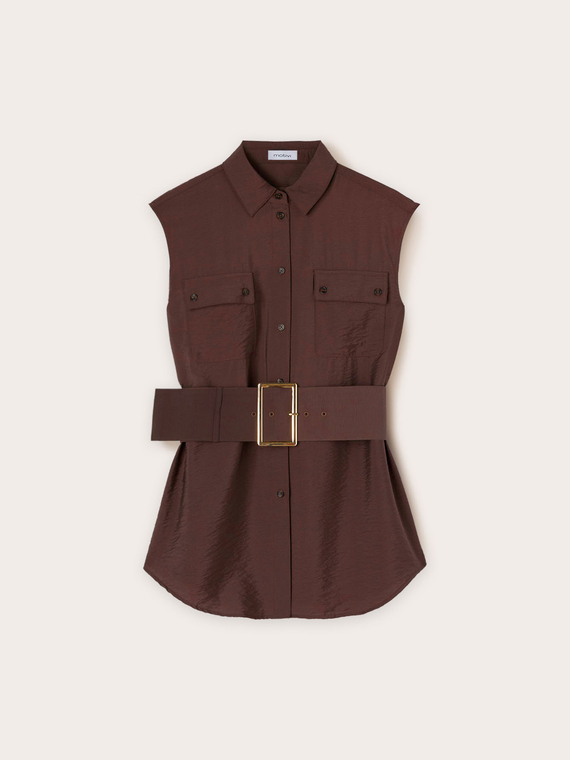 Camicia smanicata con cintura