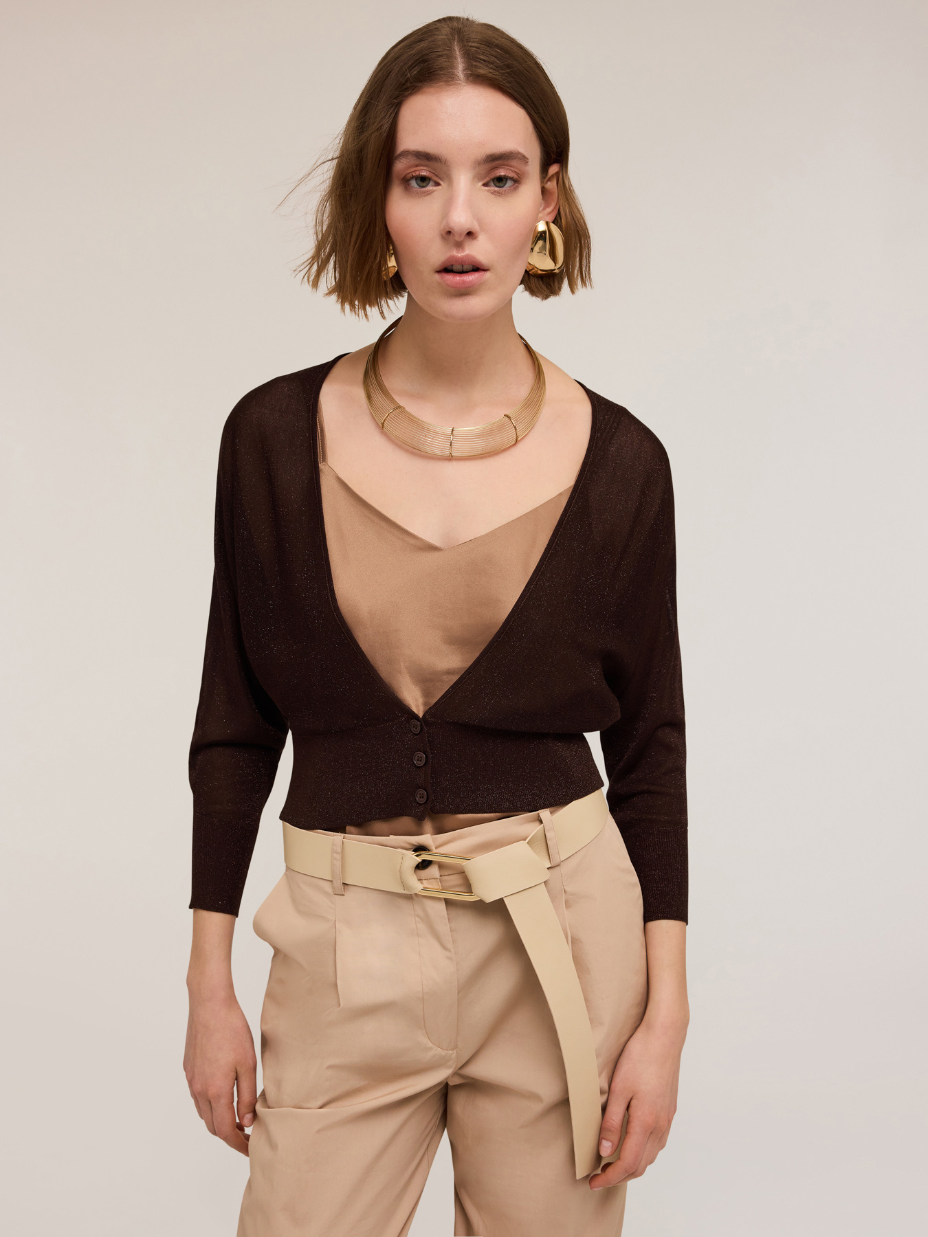 Cardigan in maglia fine lurex image number 2