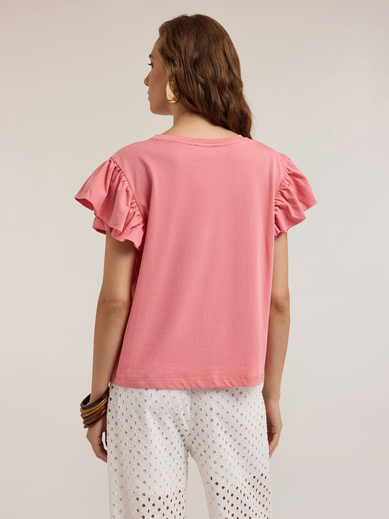 T-shirt with ruffle sleeves image number 1