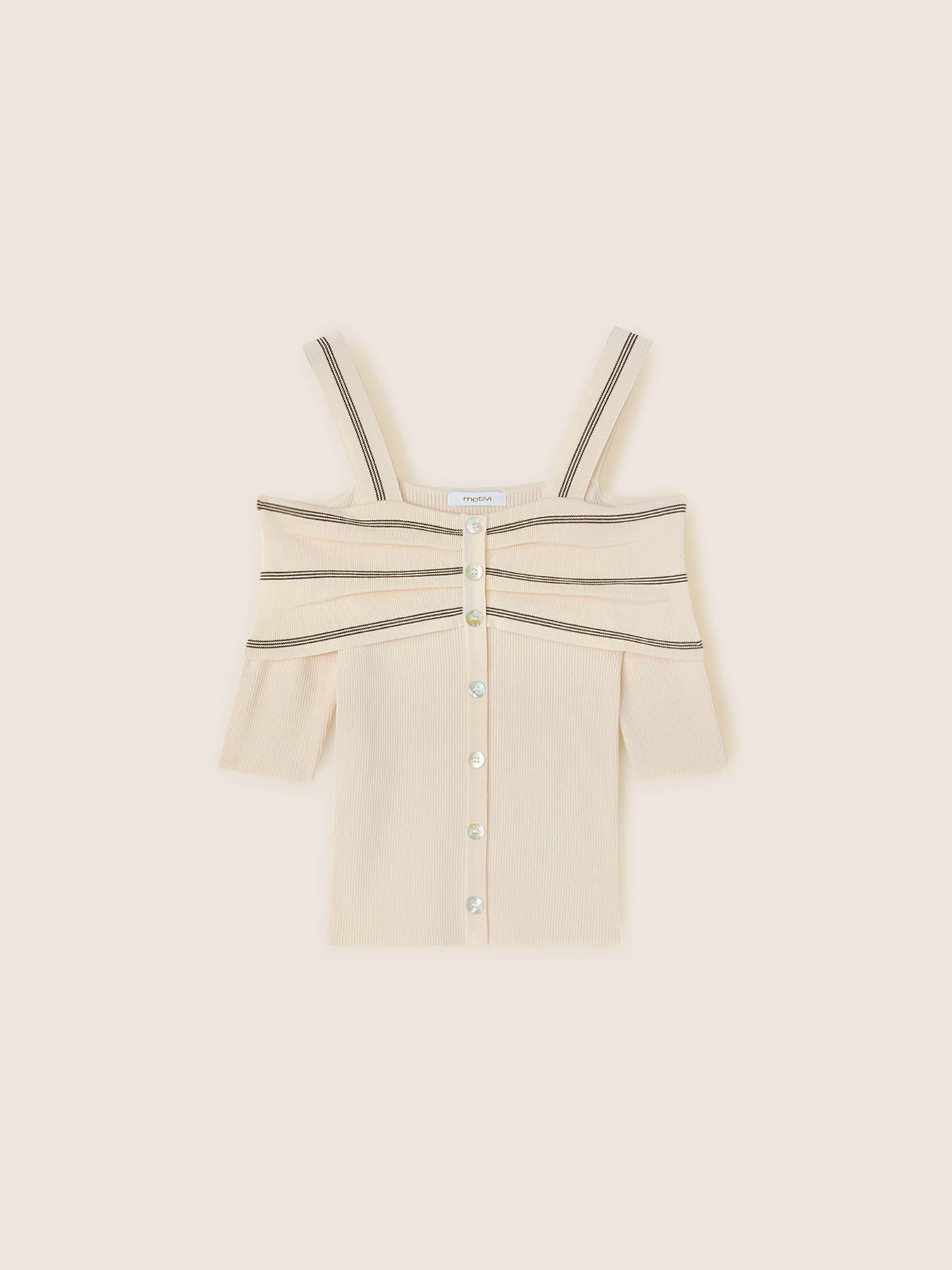 Off-shoulder knit top image number 4