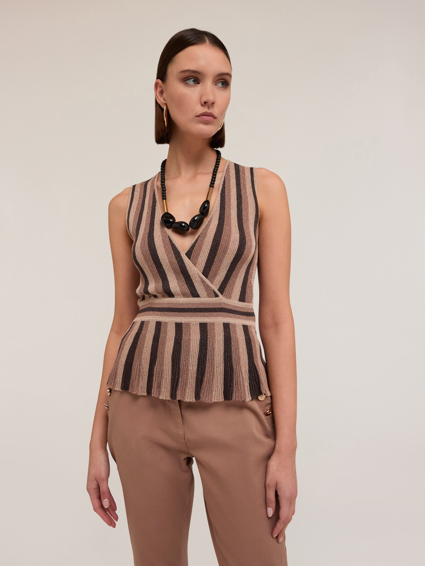 Striped lurex knit top image number 2