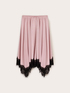 Falda de raso con borde de encaje image number 4