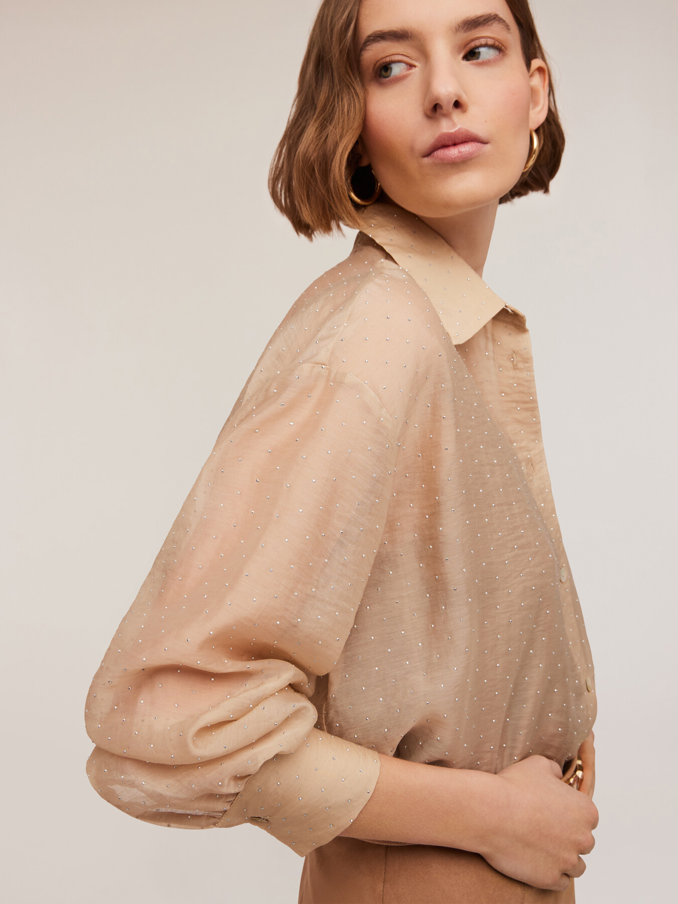 Camicia misto lyocell con piccole borchie image number 2