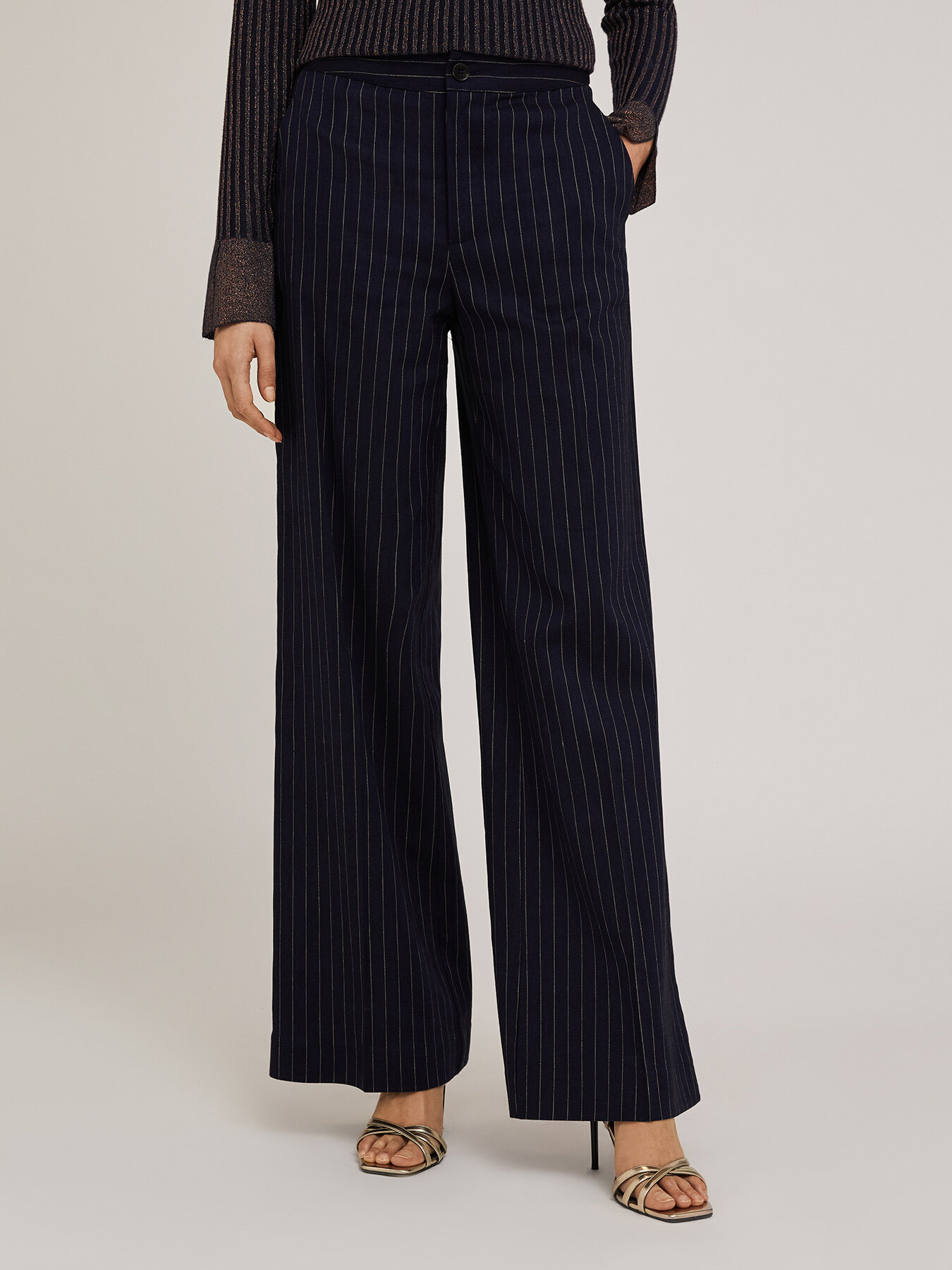 Chequered pattern palazzo trousers image number 2