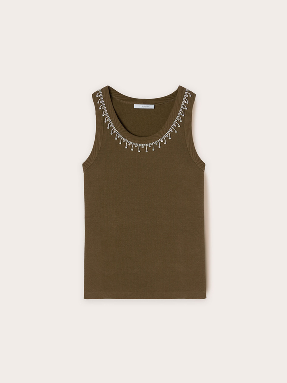 Tanktop mit Crystal-Fransen