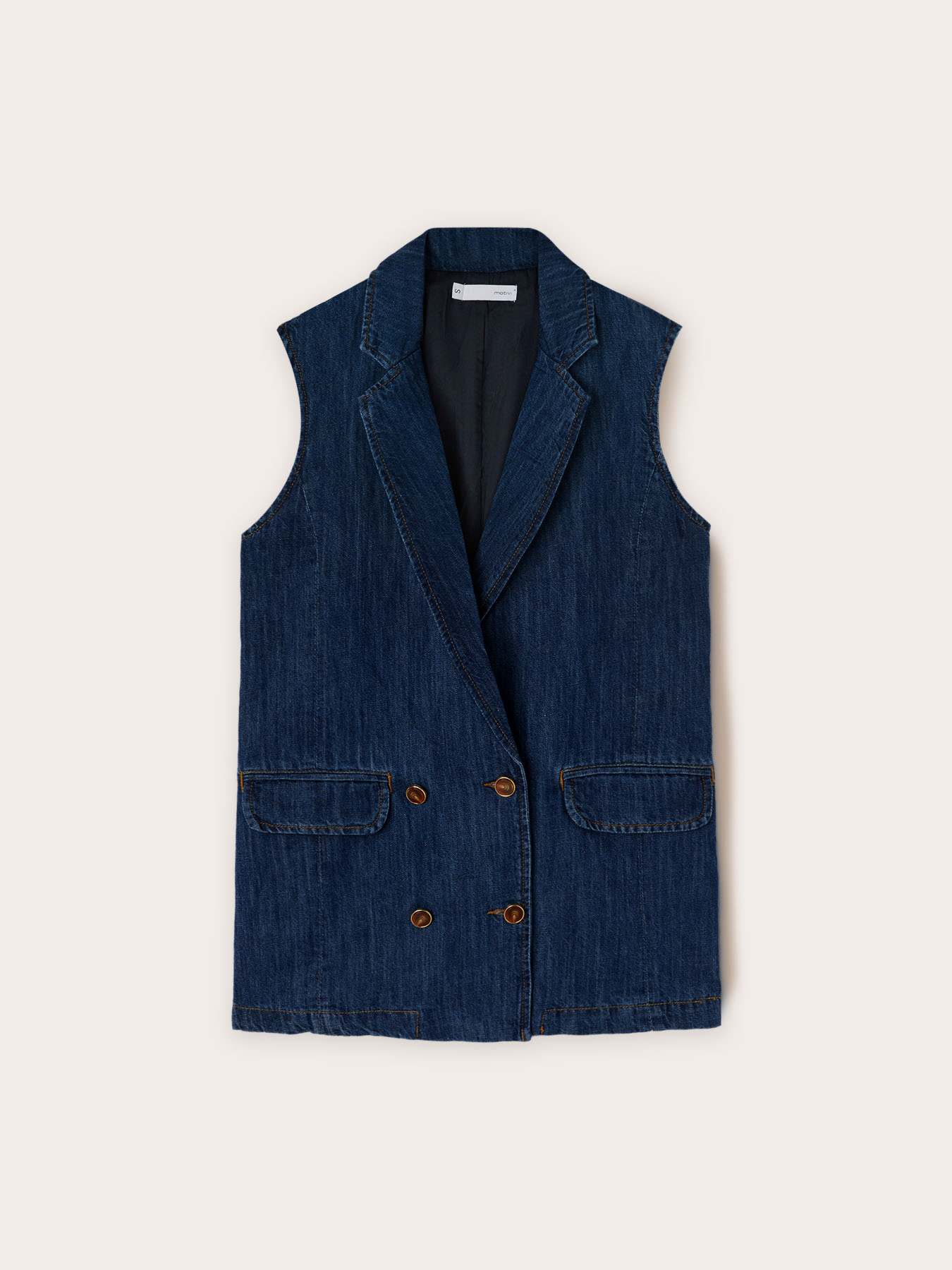 Gilet doppiopetto over in denim misto lino image number 4