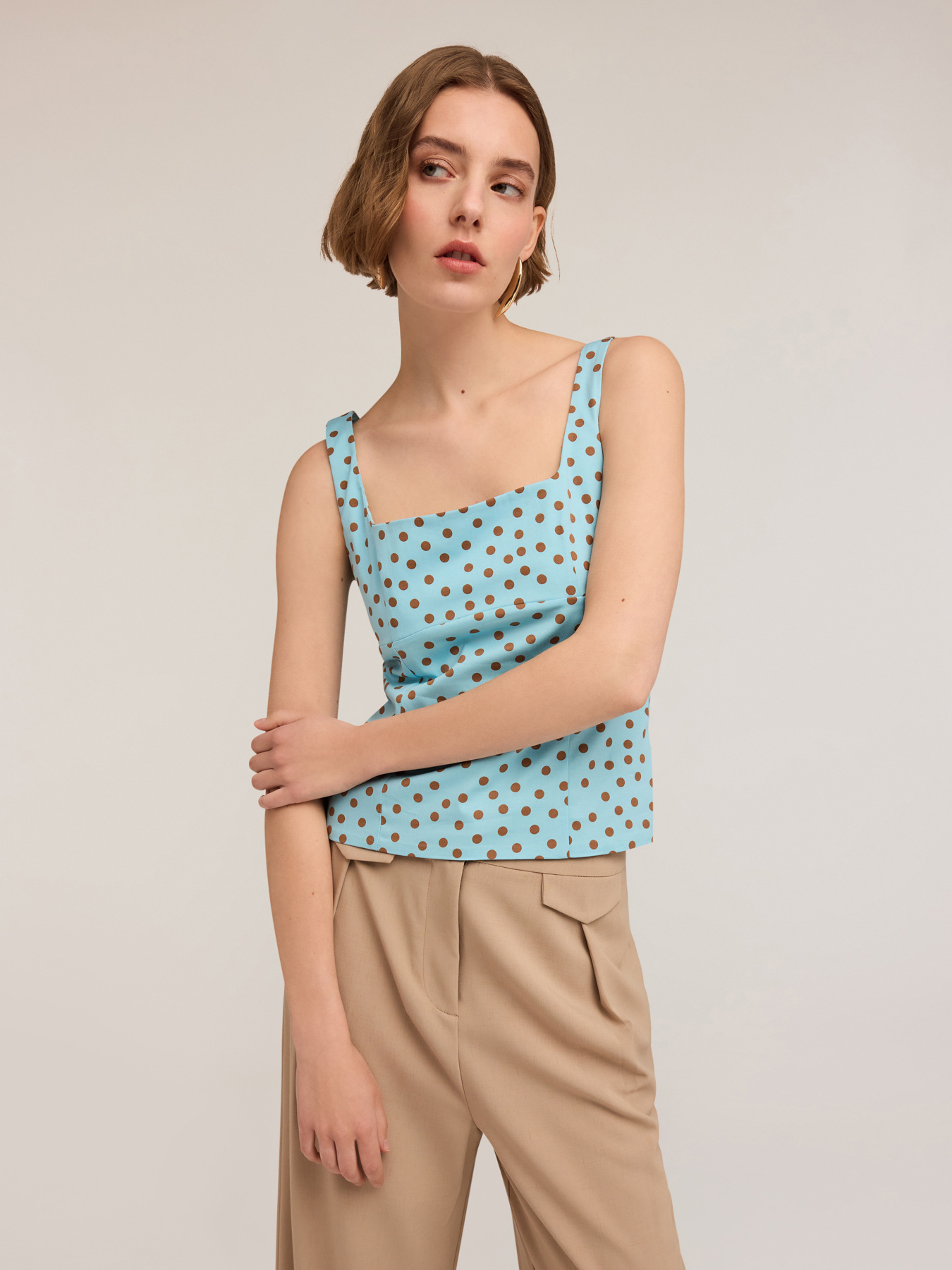 Polka dot bustier top with cut-out back image number 2