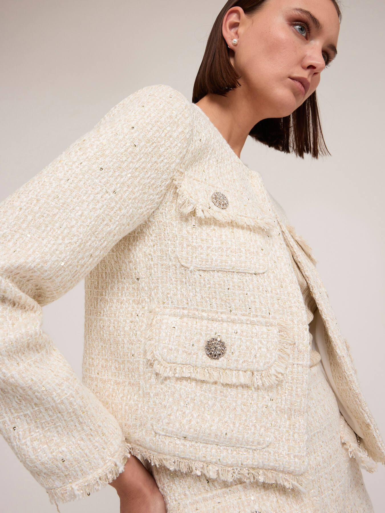 Giacca in tweed lurex con tasche image number 3
