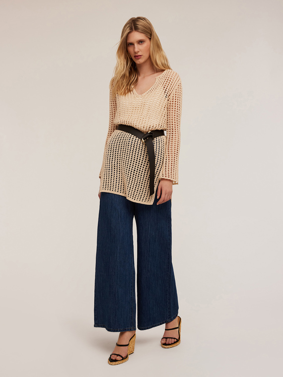 Strick-Tunika in H&auml;keloptik