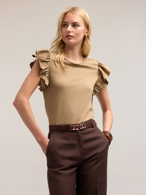 T-shirt with jewelled neckline