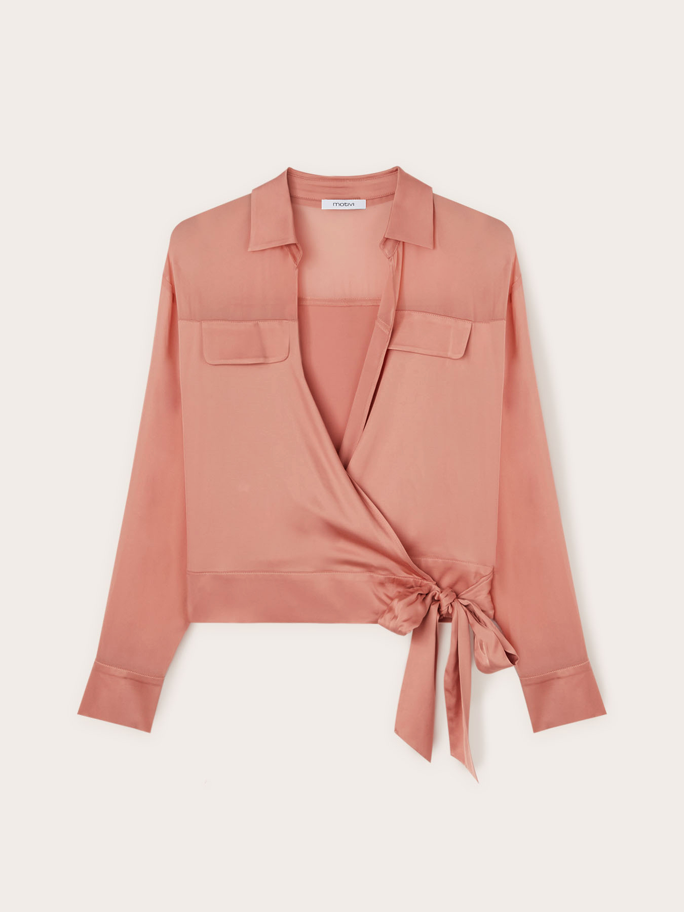 Crossover satin shirt image number 4