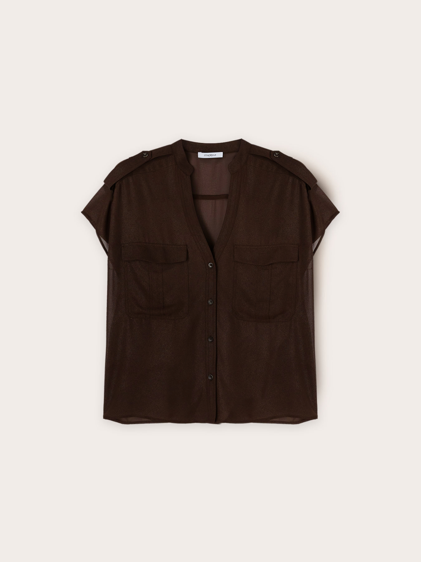 Camicia sahariana in georgette laminata image number 4