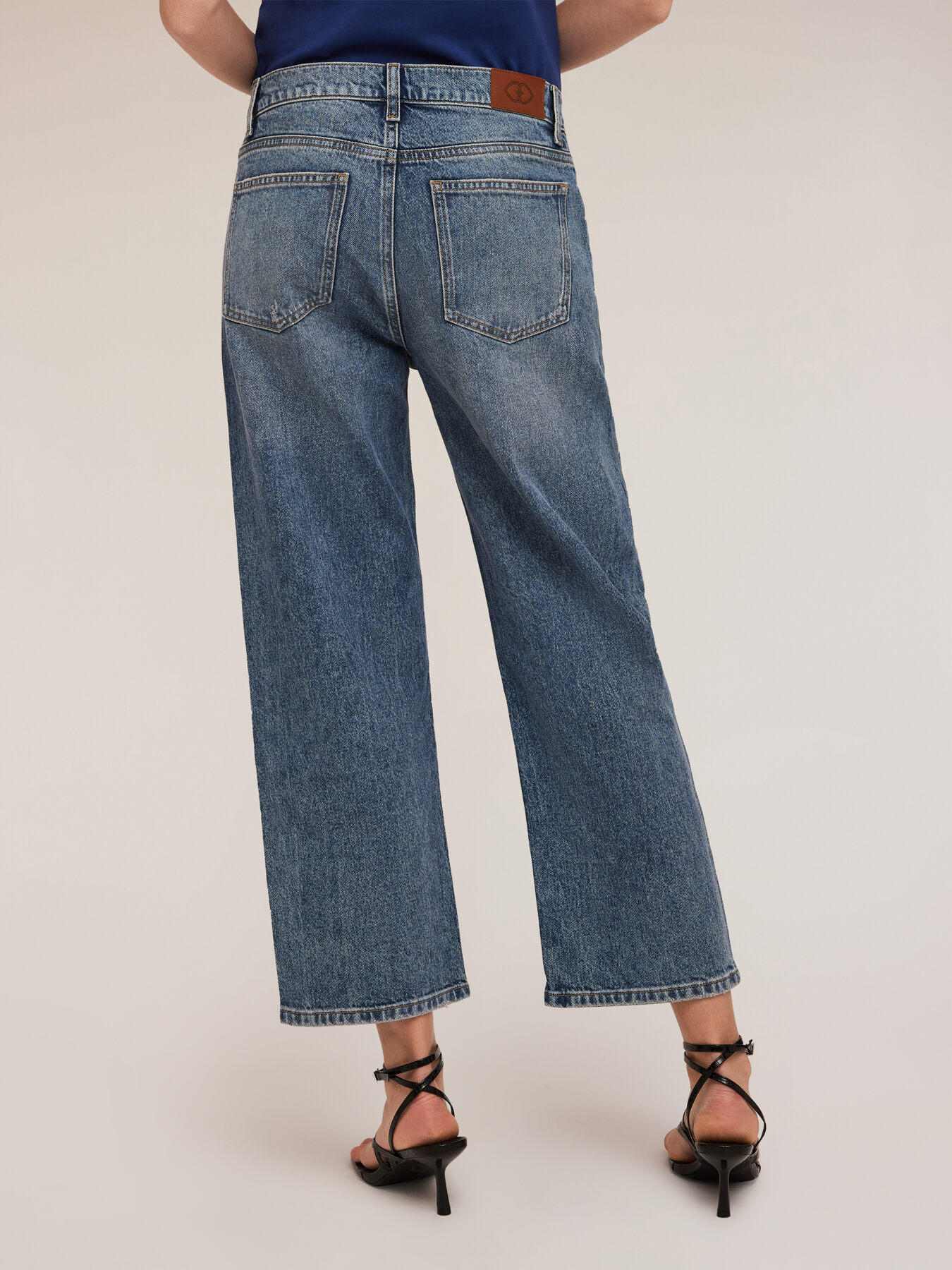 Jeans wide leg con strass image number 1