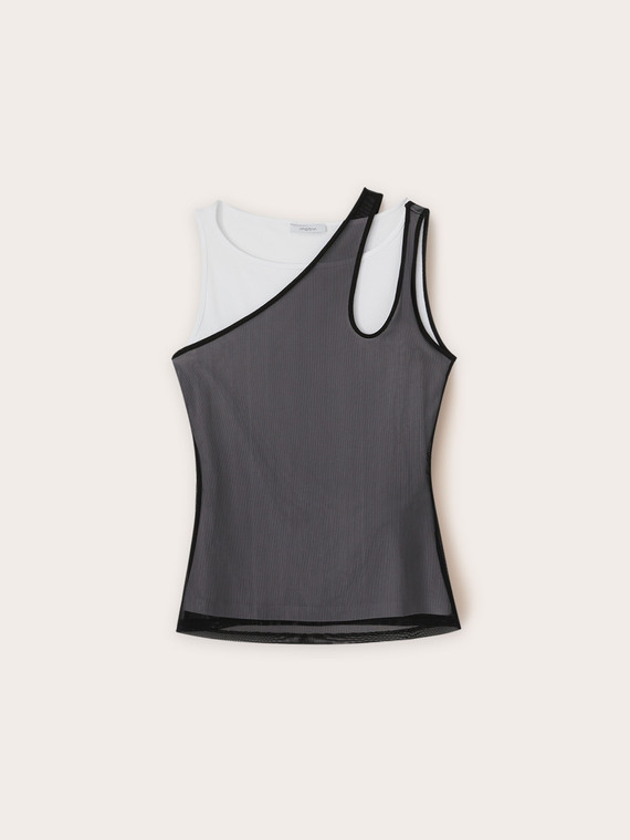 Jersey top with tulle tank top