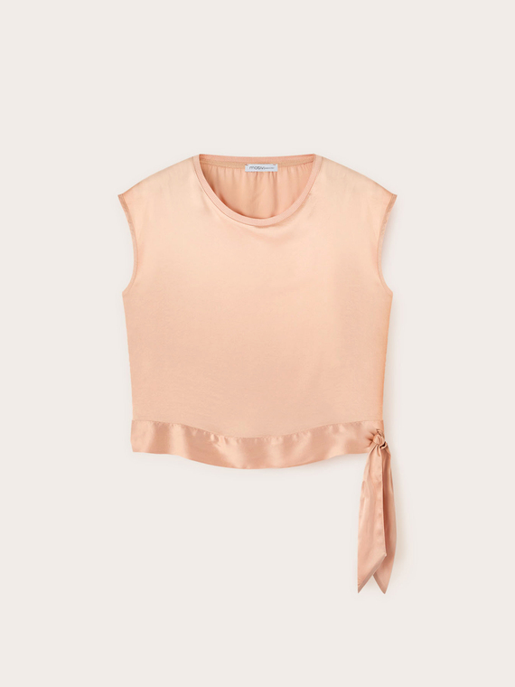 Bluse aus Satin mit Knoten