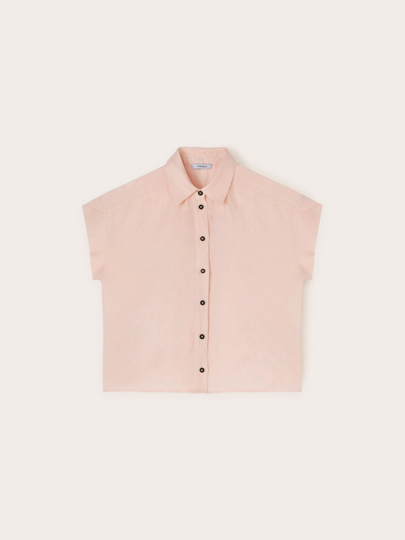 Kurz&auml;rmlige Leinenhemdbluse