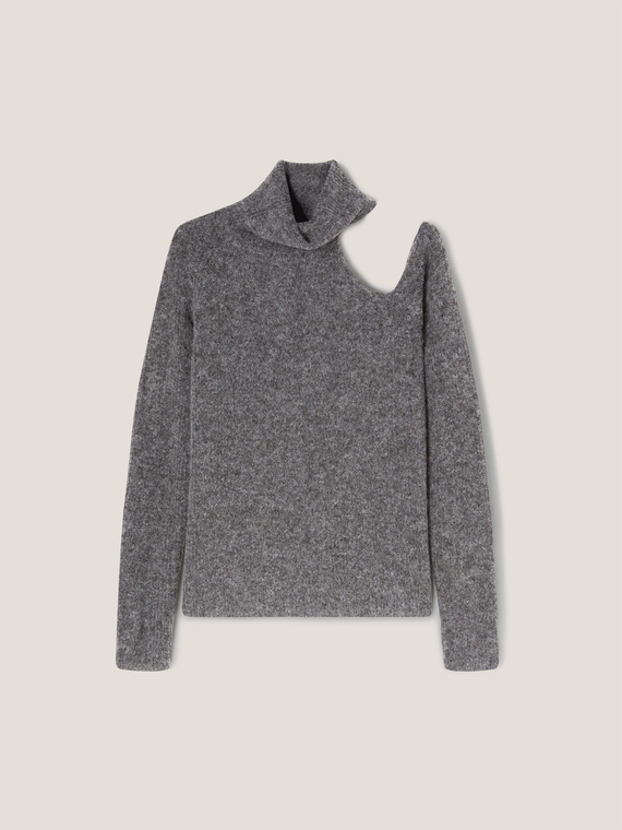 Rollkragenpullover aus Alpaka-Gemisch mit Cut-out-Motiv