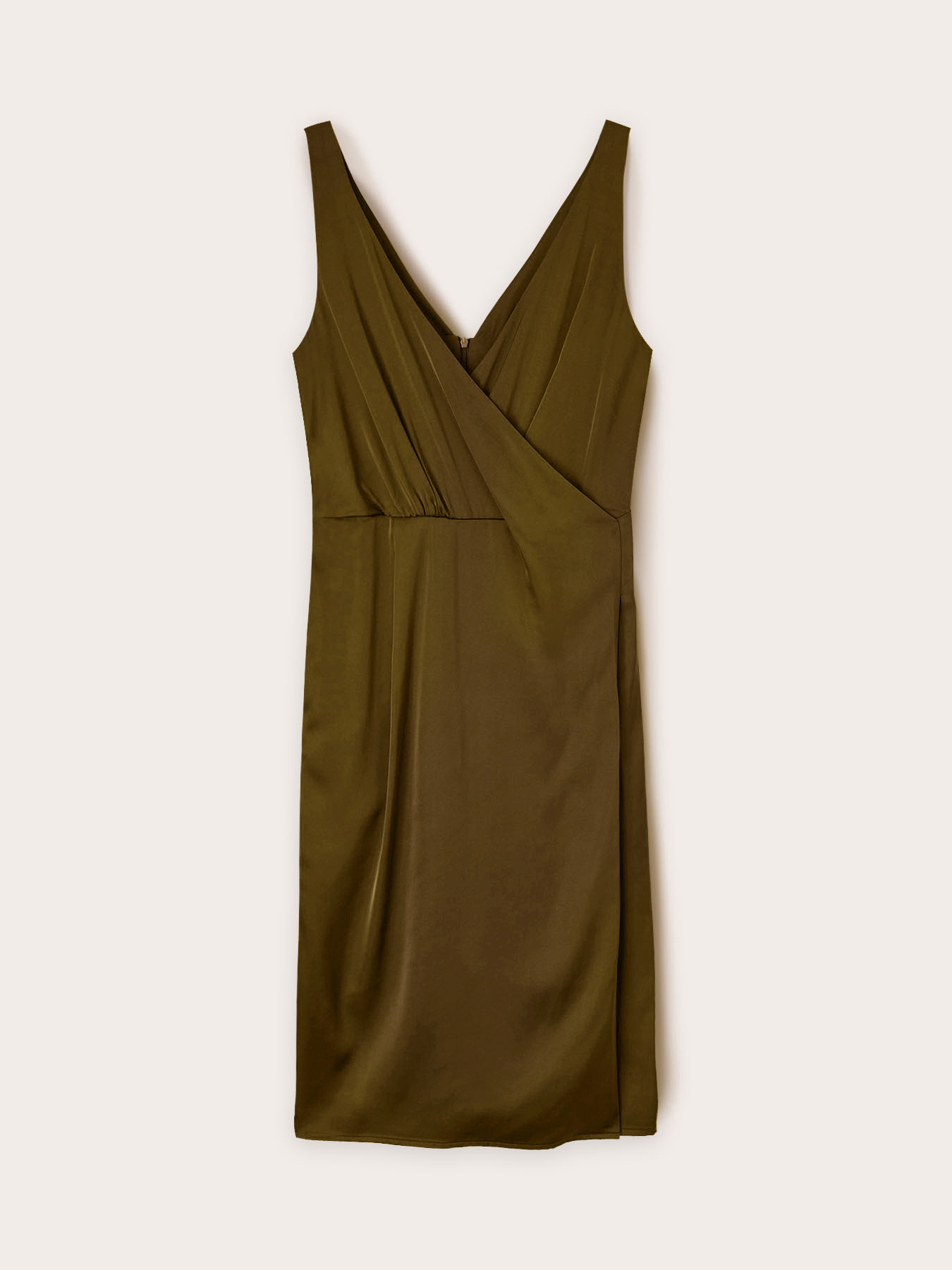 Short satin dress with crossover neckline image number 4